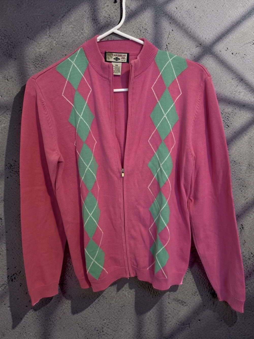 Pink & Green Preppy Zip-Up Sweater | Country Club Chic Lightweight Layer